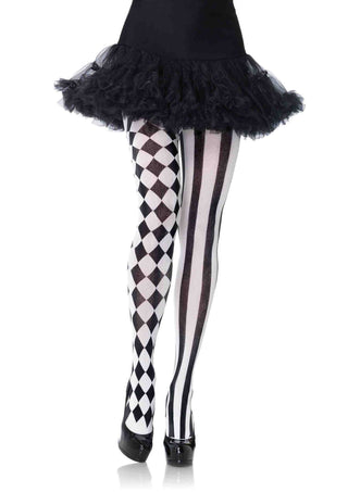 Harlequin Pantyhose - Black/white