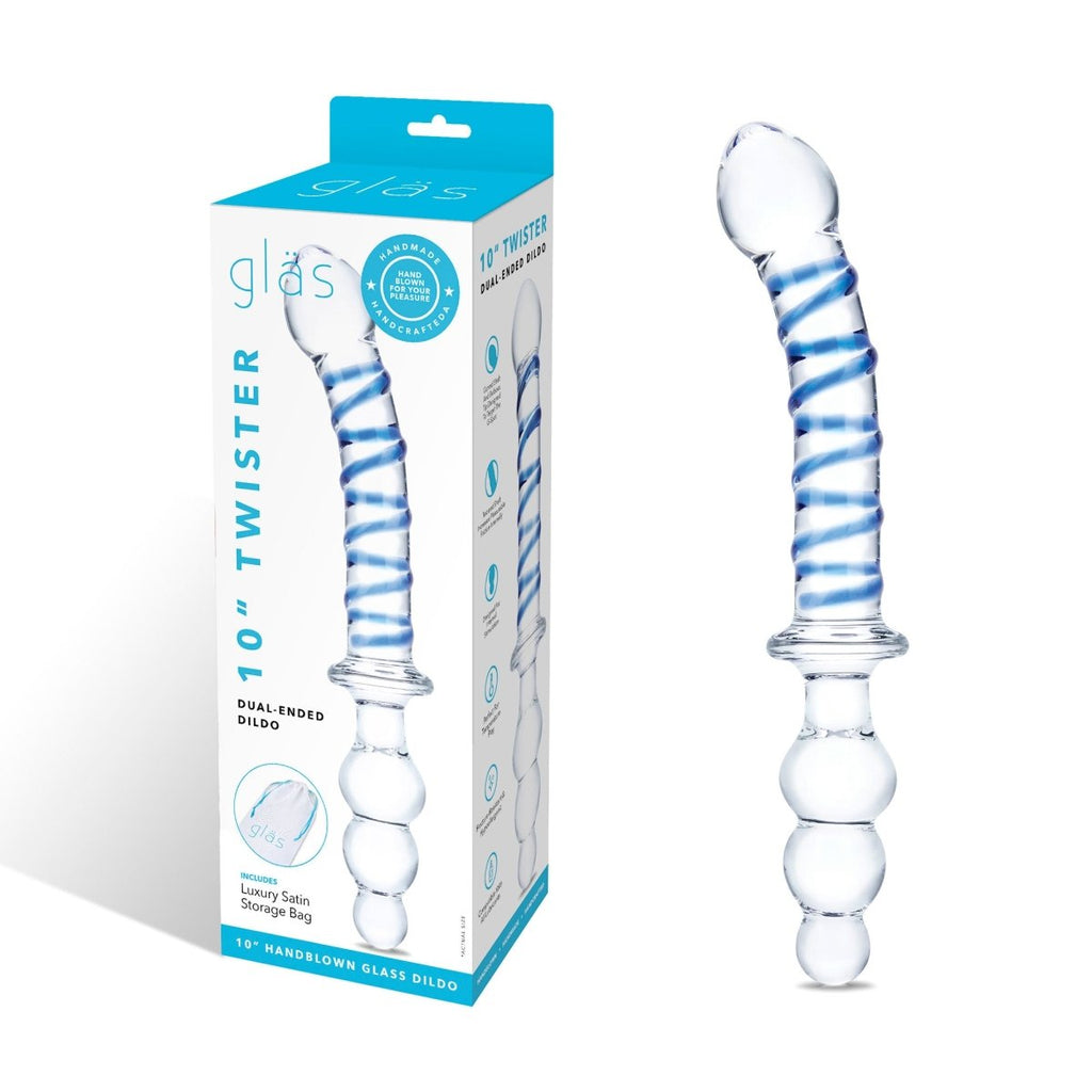 10 Inch Twister Dual-Ended Dildo - Clear/blue - TruLuv Novelties