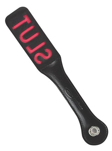 12 Inch Leather Impression Paddle - Slut - TruLuv Novelties