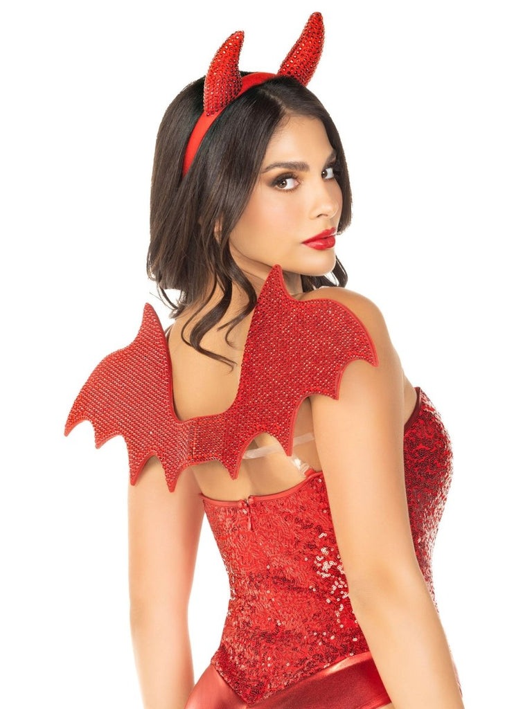 2 Pc Devil Kit, Includes Wings and Headband - Red - TruLuv Novelties