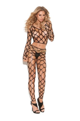 2 Piece Diamond Net Cami Top Set - One Size - Black - TruLuv Novelties