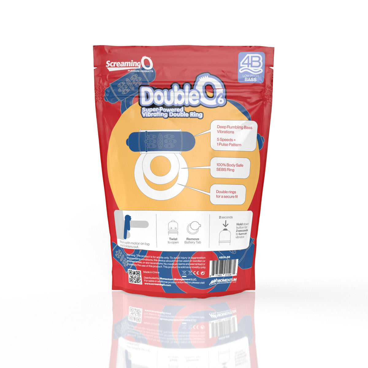 Screaming O 4b - Double O Super Powered Vibrating Double Ring - Blueberry