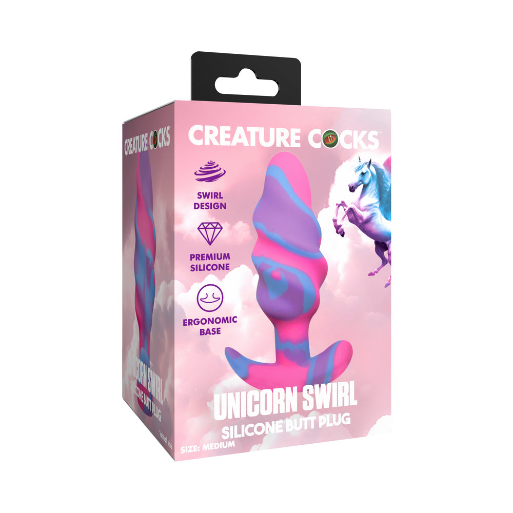 Creature Cocks Unicorn Swirl Silicone Butt Plug Medium