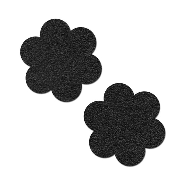 Pastease Everyday Reusable Pasties Onyx Flat Black Vegan Suede Flower Nipple Covers
