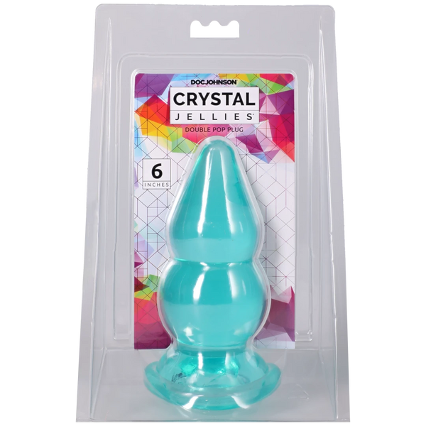 Crystal Jellies - Double Pop Plug - 6 Inch Teal