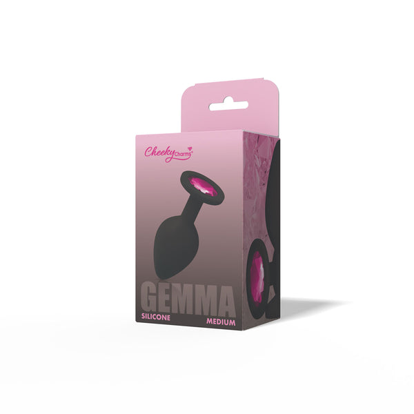 Gemma Pink Gem Black Silicone Plug - Medium