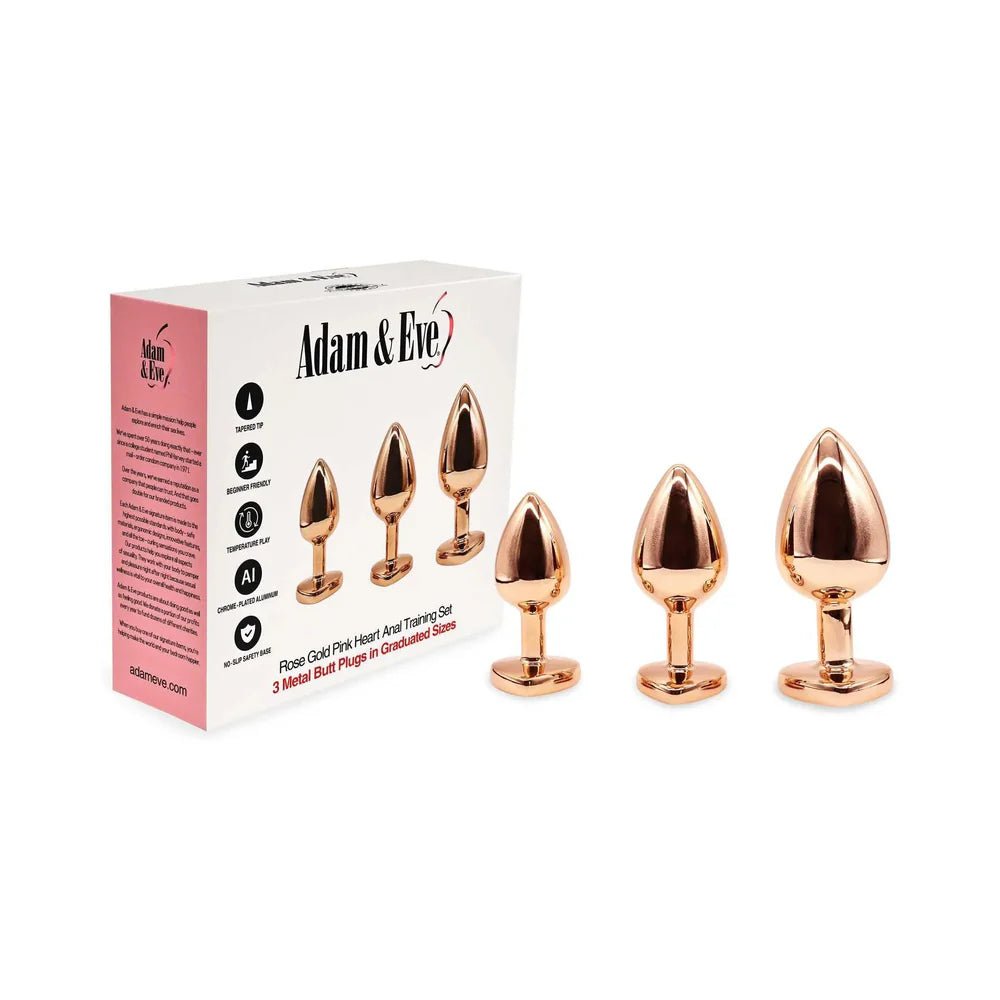 Adam & Eve Rose Gold Pink Heart Anal Plug Training Set - TruLuv Novelties