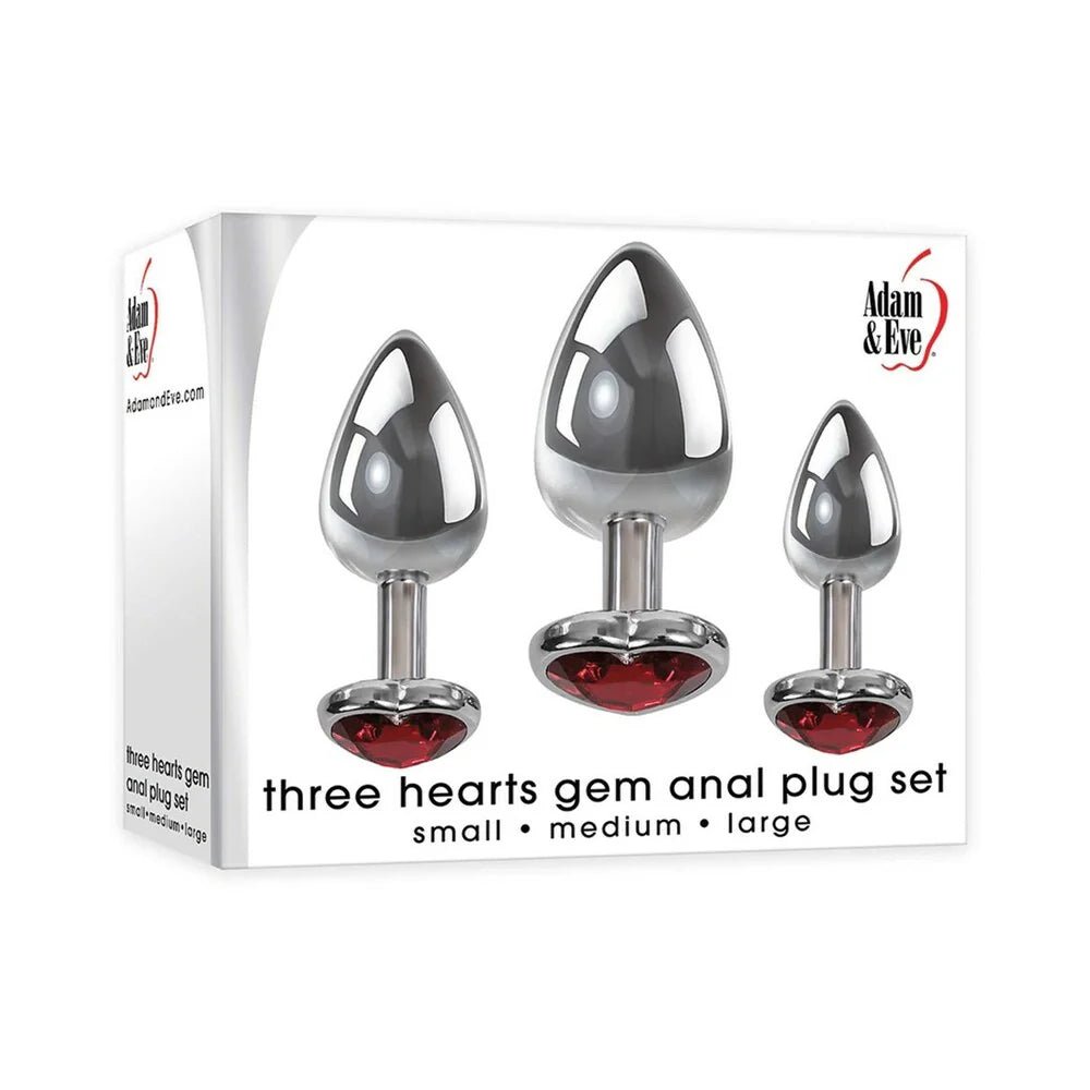Adam & Eve Three Hearts Gem Anal Plug Set - TruLuv Novelties