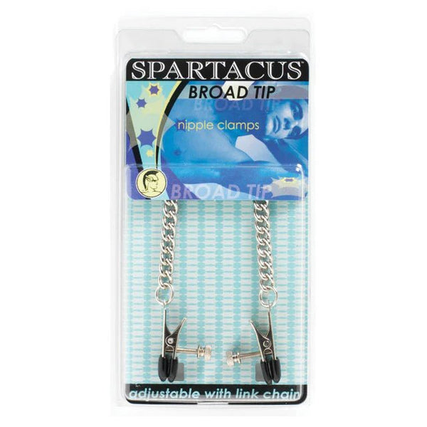 Adjustable Broad Tip Nipple Clamps with Curbed Chain - TruLuv Novelties