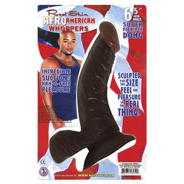 Afro American Whoppers 6.5in. Flexible Dong with Balls - TruLuv Novelties