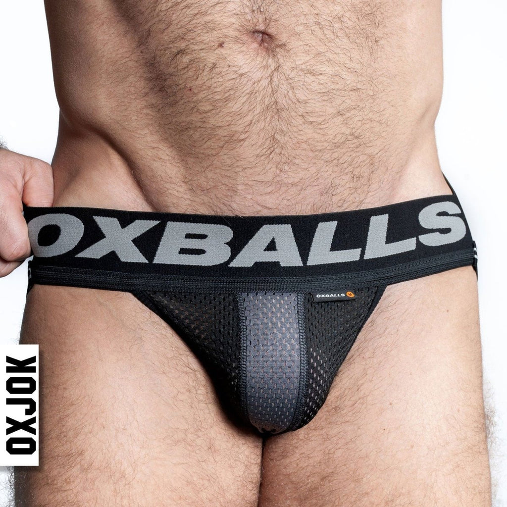 Airmesh Upthrust Slider - Strap Jock Tar Black Small - TruLuv Novelties