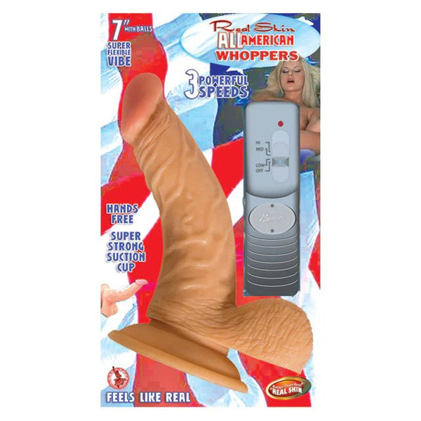 All American Whoppers 7in. Vibrating Dong With Balls - TruLuv Novelties