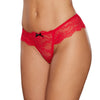 Allure Babe - a - licious Wide Lace Band Thong with Black Lace Up On Back Red O/S - TruLuv Novelties