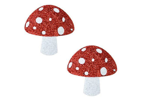 Almost Emoji Sparkly Red Shroom Nipple Cover Pasties - TruLuv Novelties