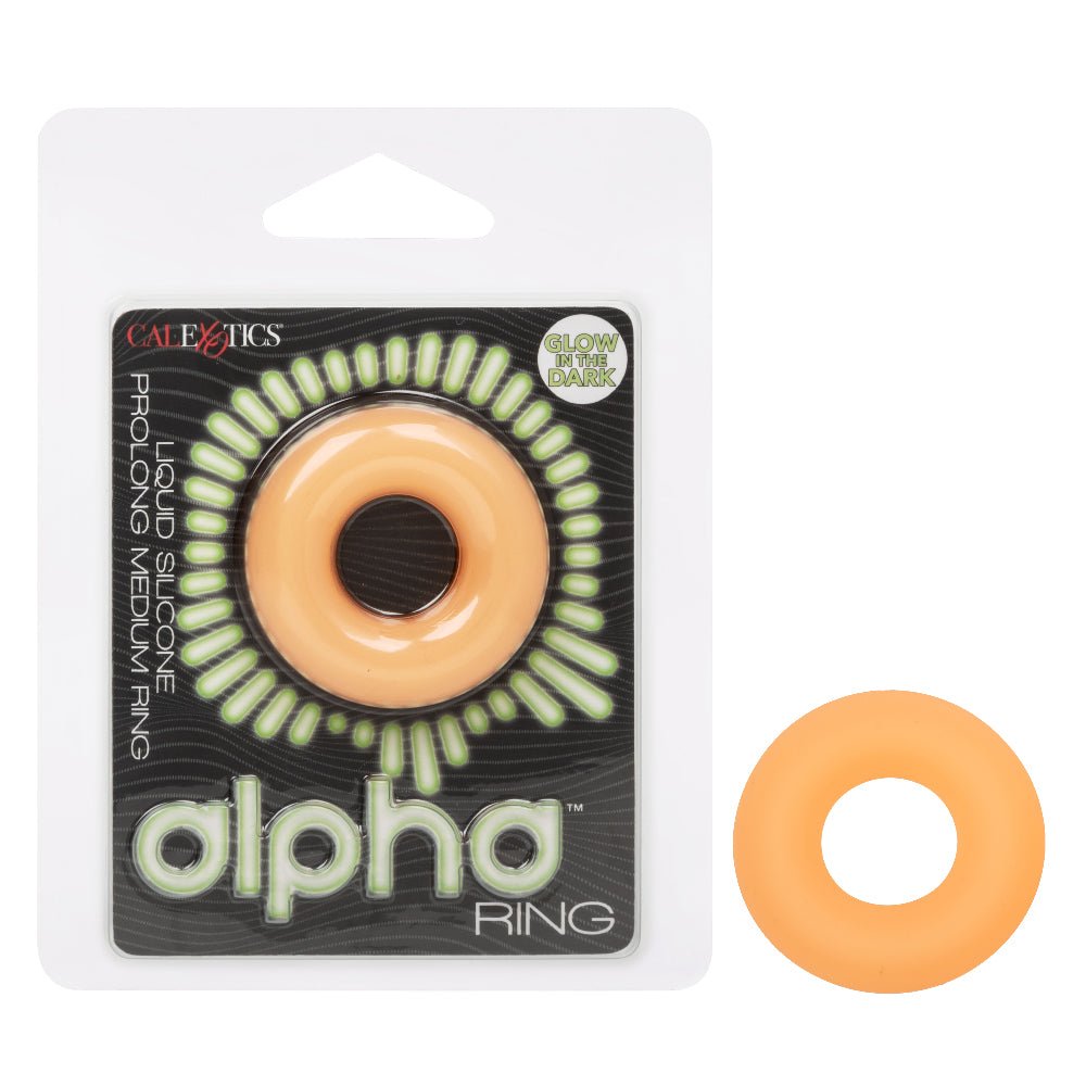 Alpha Glow-in-the-Dark Liquid Silicone Prolong Medium Ring - Orange - TruLuv Novelties