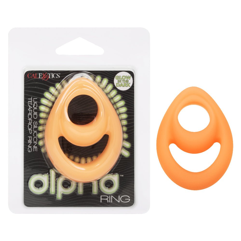 Alpha Glow-in-the-Dark Liquid Silicone Teardrop Ring - Orange - TruLuv Novelties