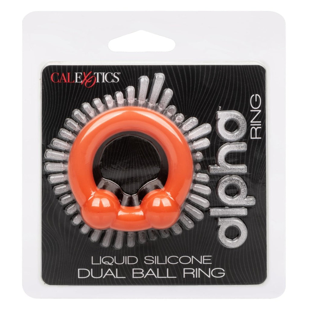 Alpha Liquid Silicone Dual Ball Ring - Orange - TruLuv Novelties