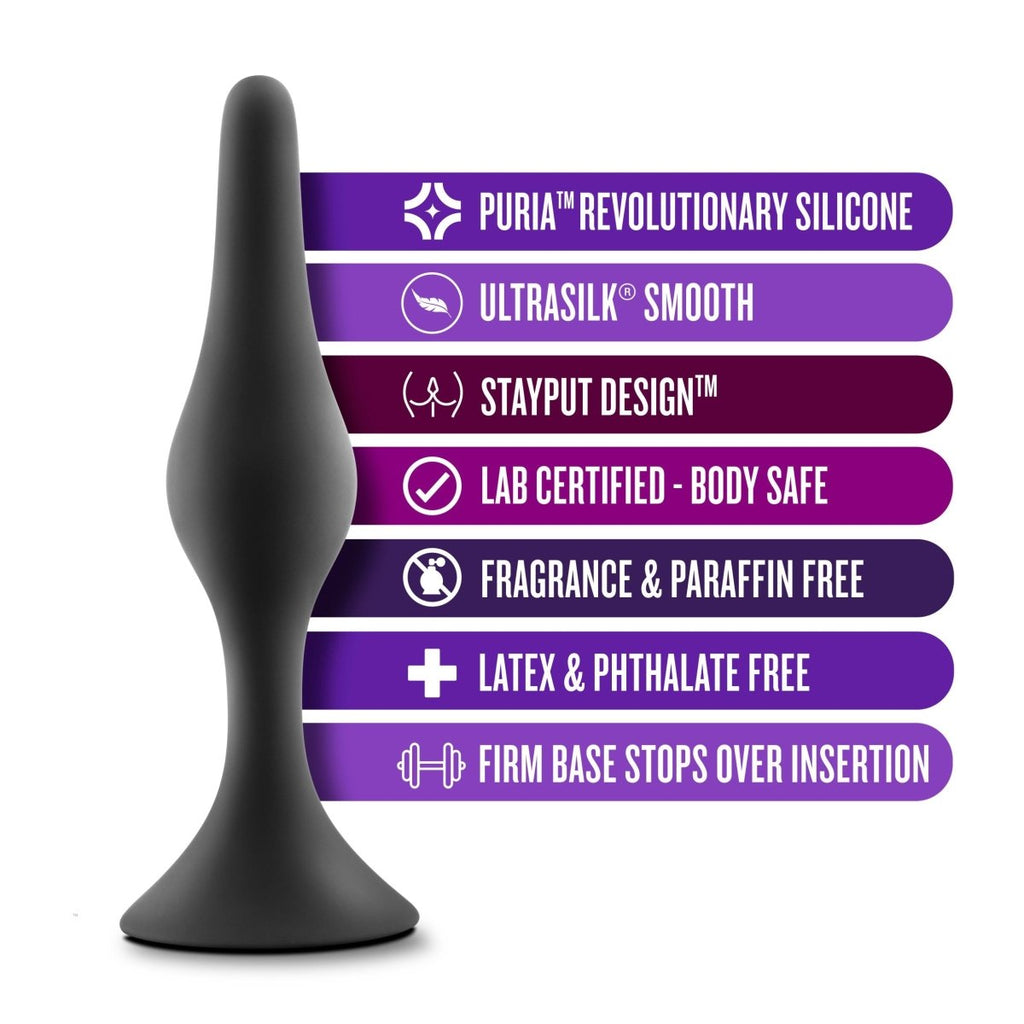 Anal Adventures Platinum - Silicone Beginner Plug - Black - TruLuv Novelties