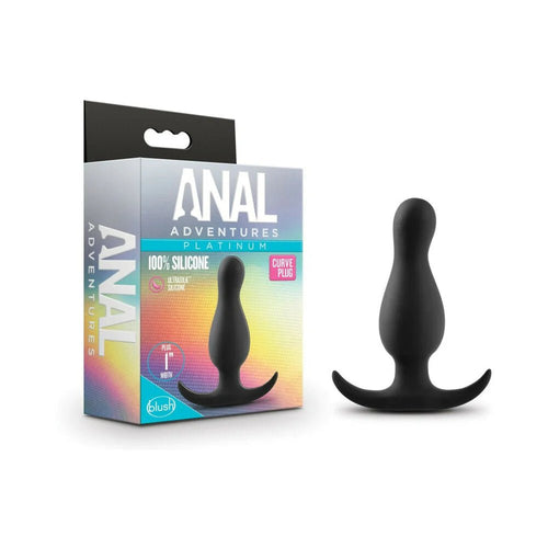 Anal Adventures Platinum Silicone Curve Plug Black - TruLuv Novelties