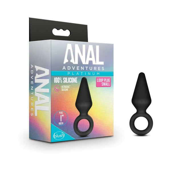 Anal Adventures Platinum Silicone Loop Plug Small Black - TruLuv Novelties