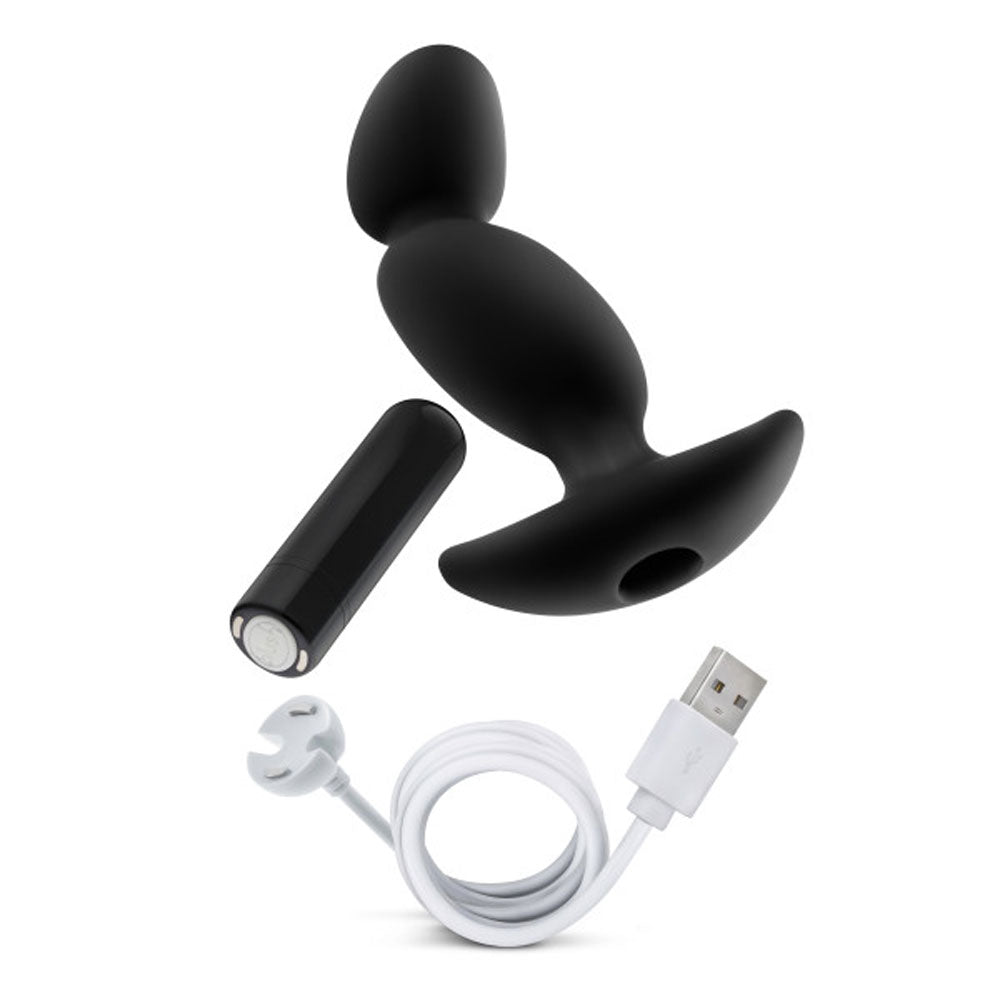 Anal Adventures - Platinum - Silicone Vibrating Prostate Massager 04 -Black - TruLuv Novelties