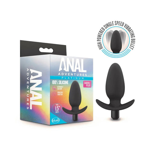 Anal Adventures Platinum Silicone Vibrating Saddle Plug Black - TruLuv Novelties