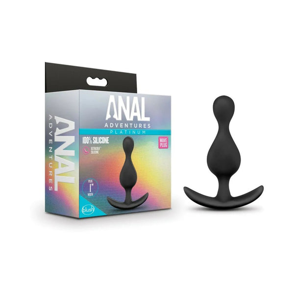 Anal Adventures Platinum Silicone Wave Plug Black - TruLuv Novelties