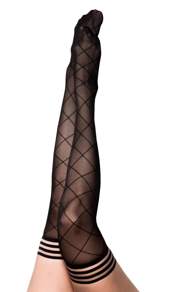 Anna - Diamond Thigh High - Size - Black - TruLuv Novelties