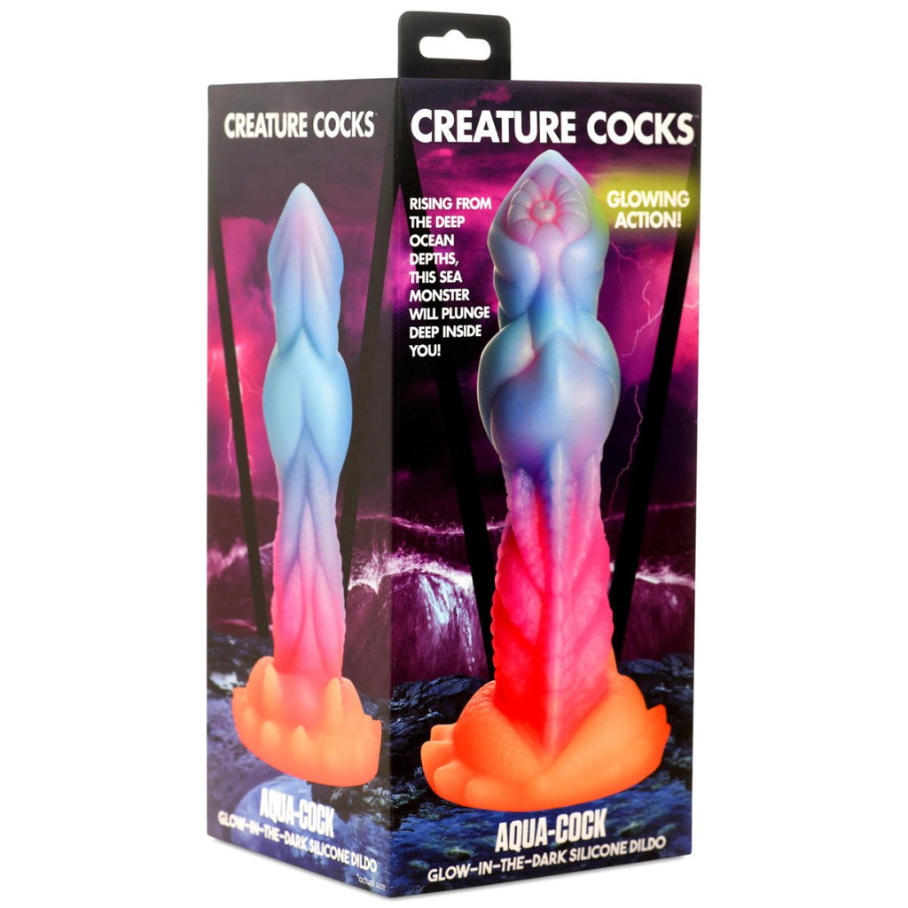 Aqua-Cock Glow-in-the-Dark Silicone Dildo - TruLuv Novelties