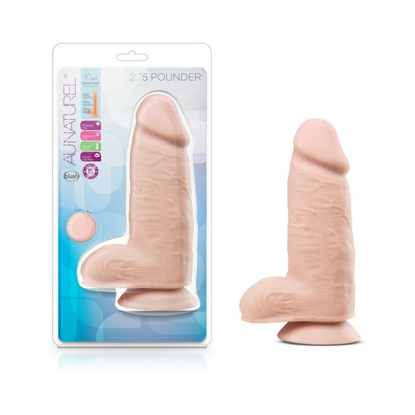 Au Naturel 2.75 Pounder 10 in. Posable Dual Density Dildo with Balls Beige - TruLuv Novelties