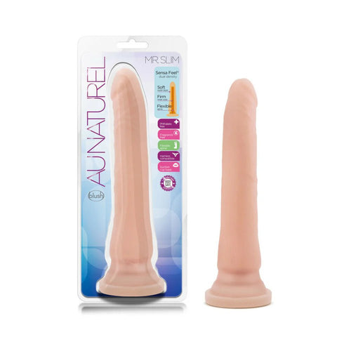 Au Naturel Mr. Slim 9.25 in. Posable Dual Density Dildo Beige - TruLuv Novelties