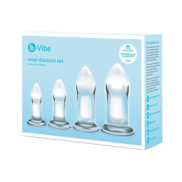 b - Vibe 4 - Piece Anal Dilators Glass Plug Set - TruLuv Novelties
