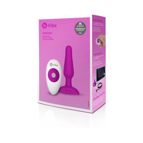 b - Vibe Novice Rechargeable Remote - Controlled Vibrating Silicone Anal Plug Fuchsia - TruLuv Novelties