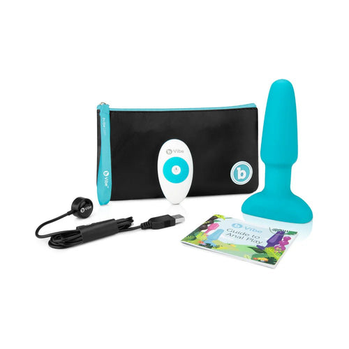 b - Vibe Rimming 2 Rotating and Vibrating Remote Control Plug Teal - TruLuv Novelties