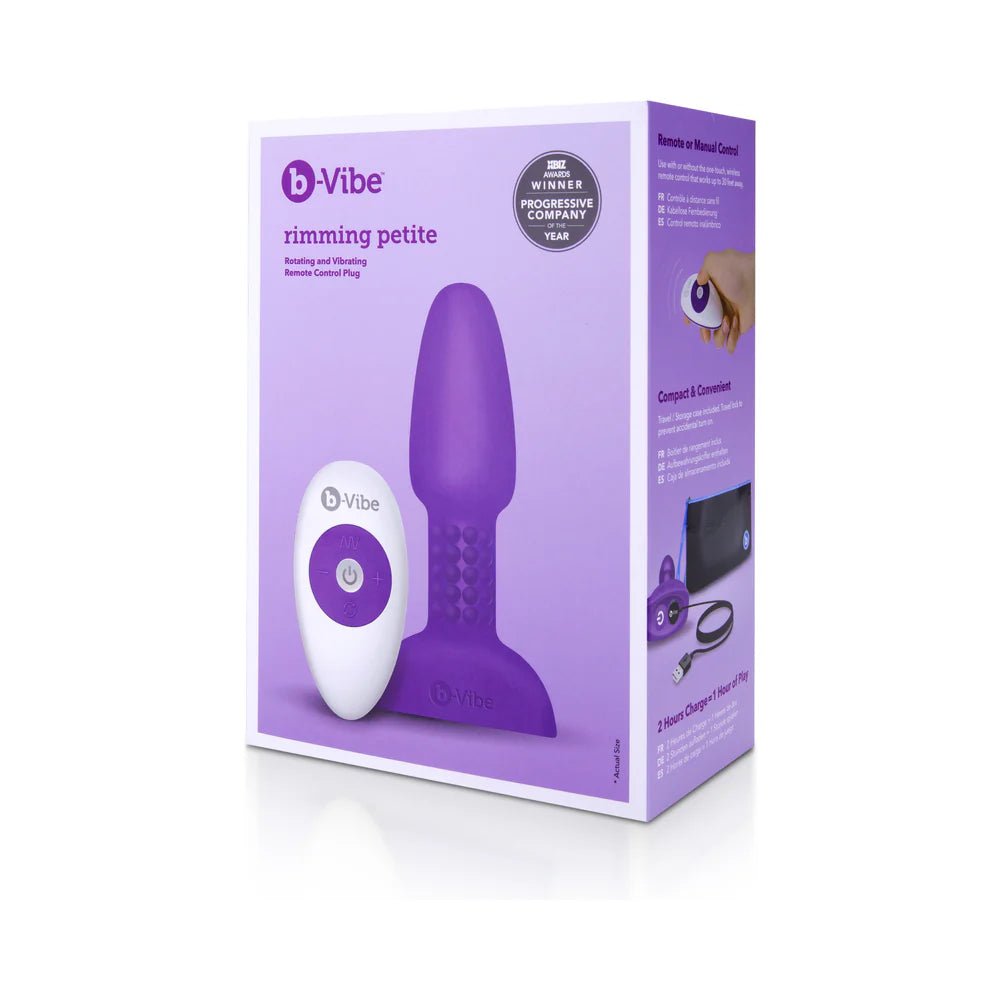 b - Vibe Rimming Petite Rotating and Vibrating Remote Control Plug Purple - TruLuv Novelties