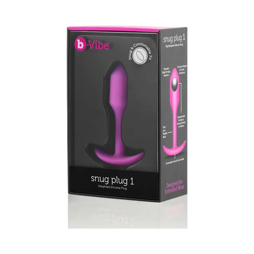 b - Vibe Snug Plug 1 Weighted Silicone Anal Plug Fuchsia - TruLuv Novelties