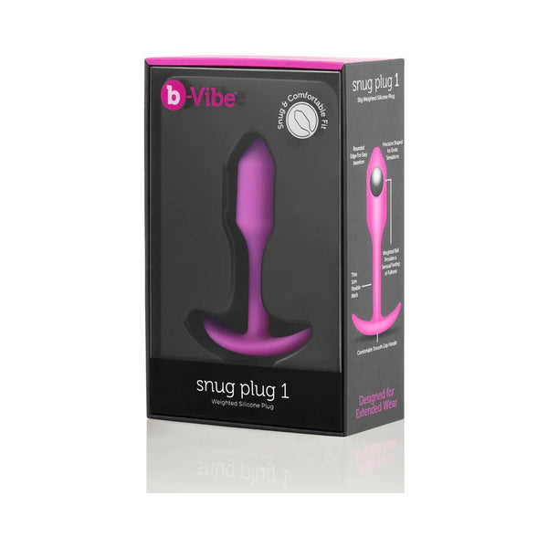 b - Vibe Snug Plug 1 Weighted Silicone Anal Plug Fuchsia - TruLuv Novelties