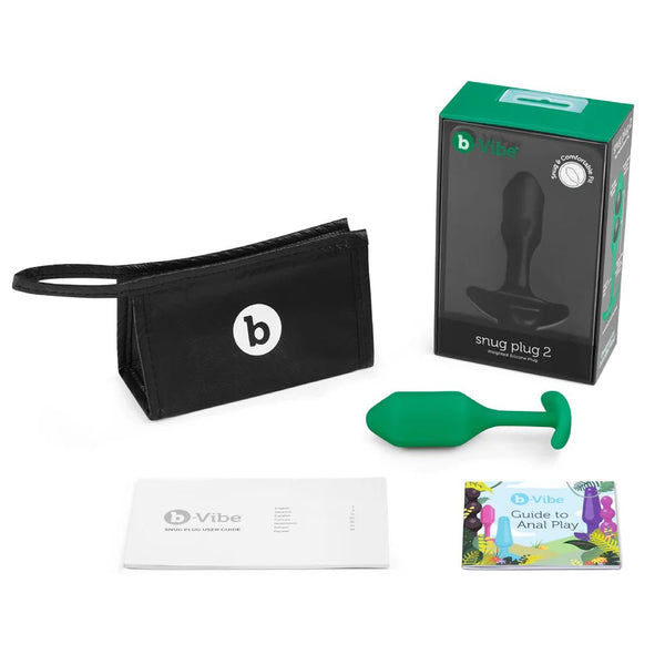 b - Vibe Snug Plug 2 Weighted Silicone Anal Plug Green - TruLuv Novelties