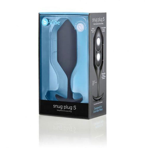 b-Vibe Snug Plug 5 Weighted Silicone Anal Plug Black - TruLuv Novelties