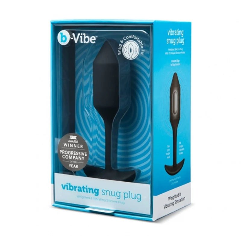 b - Vibe Vibrating Snug Plug 2 Rechargeable Weighted Silicone Anal Plug Black - TruLuv Novelties