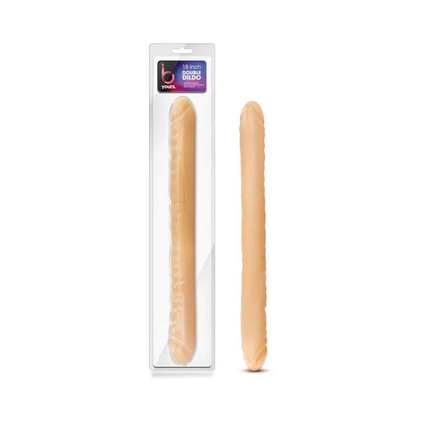 B Yours 18 in. Double Dildo Beige - TruLuv Novelties