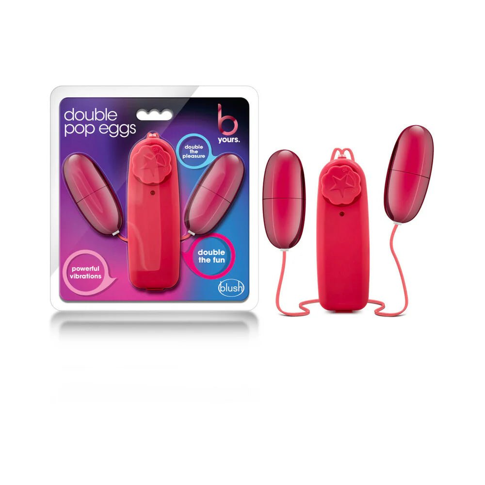 B Yours Double Pop Eggs Remote - Controlled Dual Bullet Vibrator Cerise - TruLuv Novelties