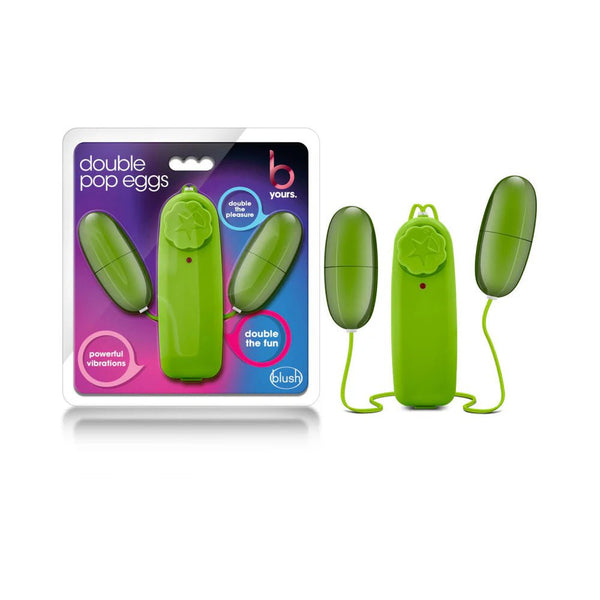 B Yours Double Pop Eggs Remote - Controlled Dual Bullet Vibrator Lime - TruLuv Novelties