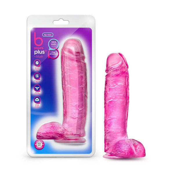 B Yours Plus Big n' Bulky 10.5 in. Dildo with Balls Pink - TruLuv Novelties