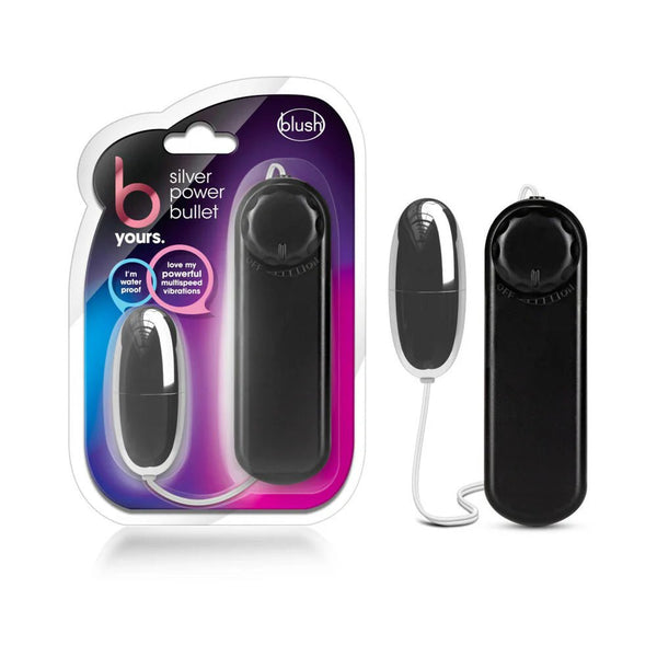 B Yours Silver Power Bullet Remote - Controlled Egg Vibrator Black - TruLuv Novelties