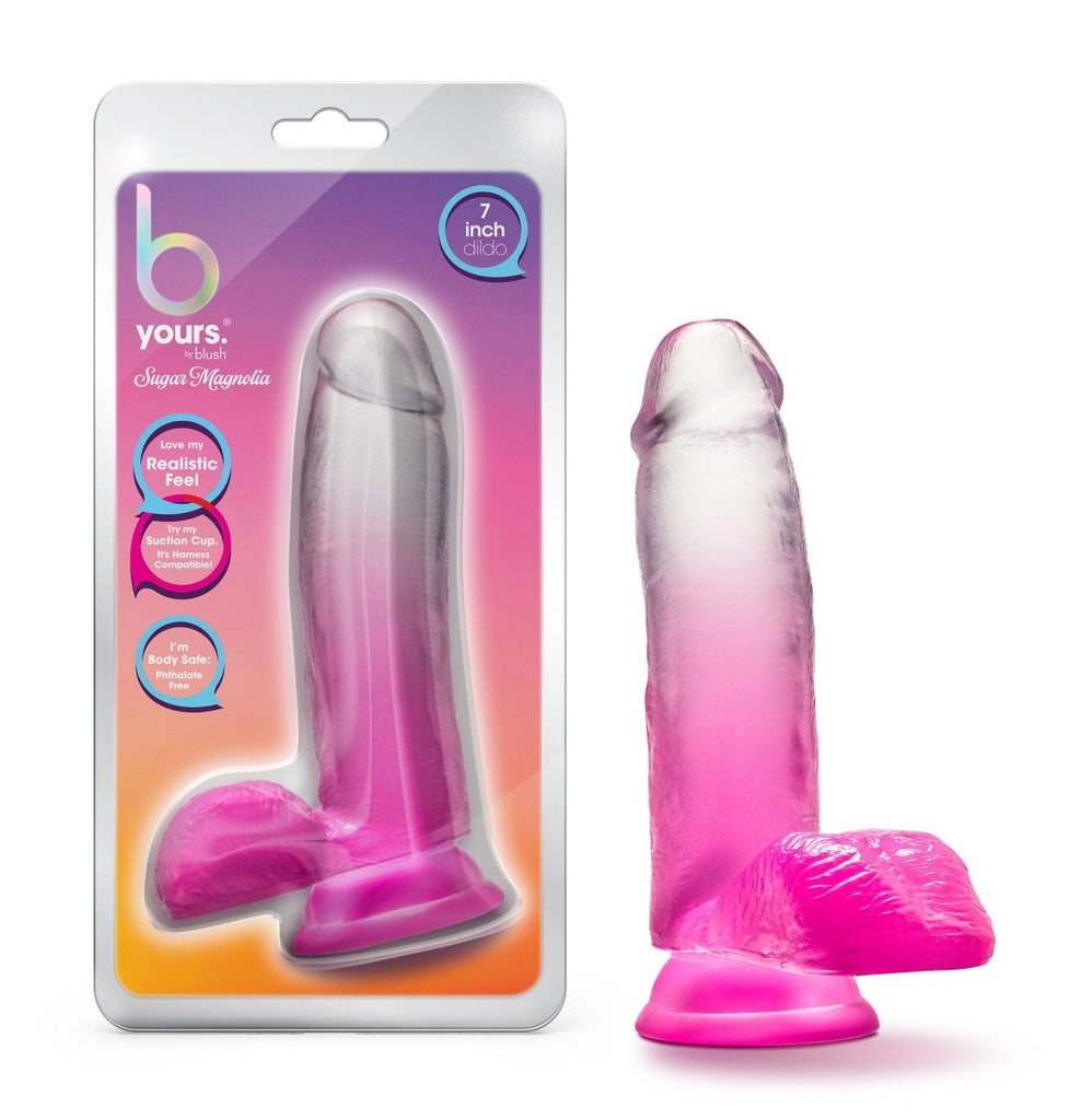 B Yours - Sugar Magnolia - 7 Inch Dildo - Fuchsia - TruLuv Novelties