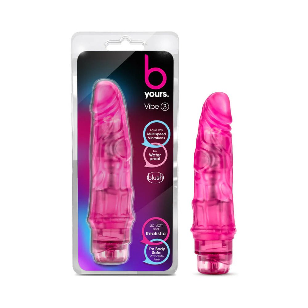 B Yours Vibe 3 Realistic 7.75 in. Vibrating Dildo Pink - TruLuv Novelties