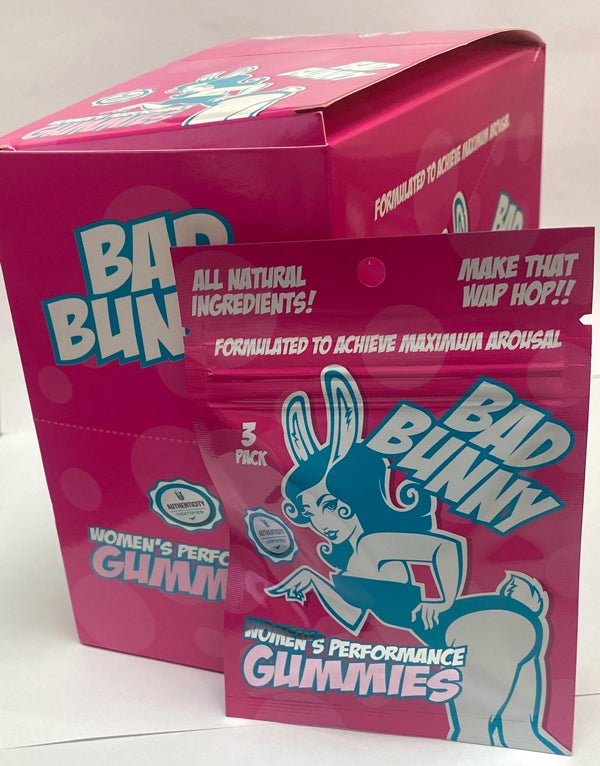 Bad Bunny Gummies - Female 24pk Display - 3 Gummies Per Sachet - (Net) - TruLuv Novelties