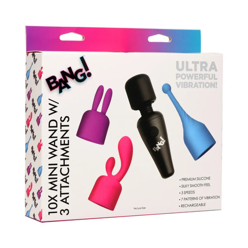 BANG! 10X Mini Wand with 3 Attachments - TruLuv Novelties