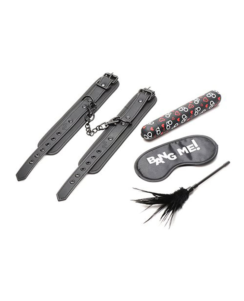 Bang - Bondage Kit - XL Bullet, Cuffs, Tickler and Blindfold - Black - TruLuv Novelties